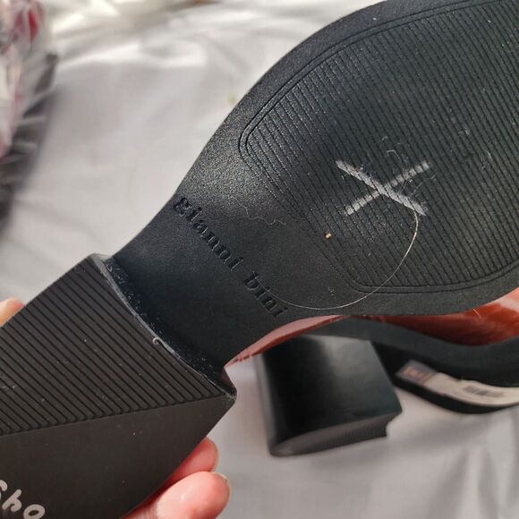 New Gianni Bini Banks Double Gore Square Toe Leather Chelsea Boot Cognac Brown 6 - Picture 3 of 10